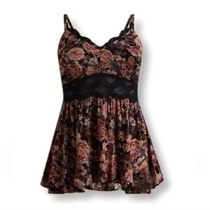 Torrid Black and Pink Floral Camisole